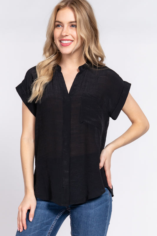 Dolman Slv Button Down Woven Top