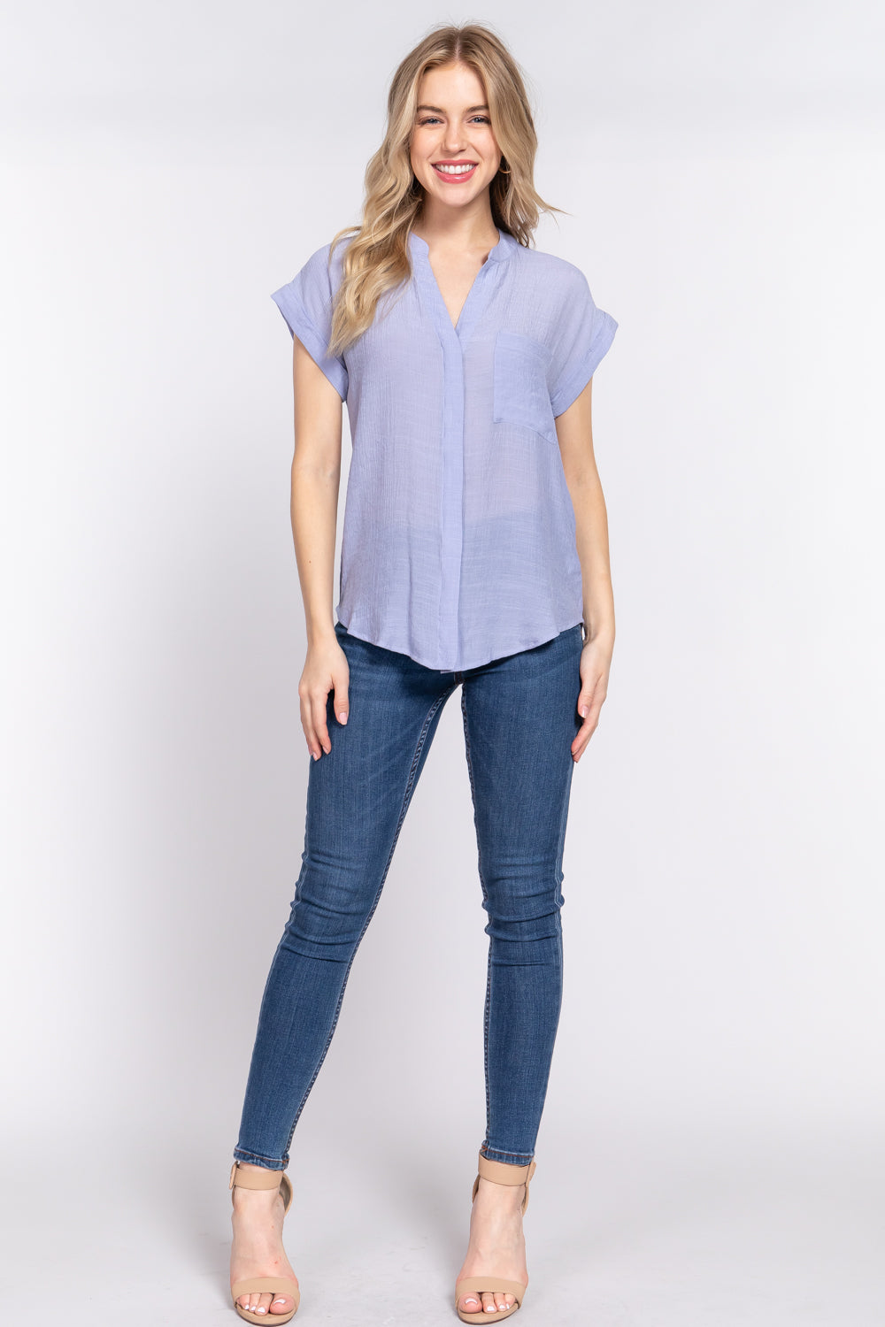 Dolman Slv Button Down Woven Top