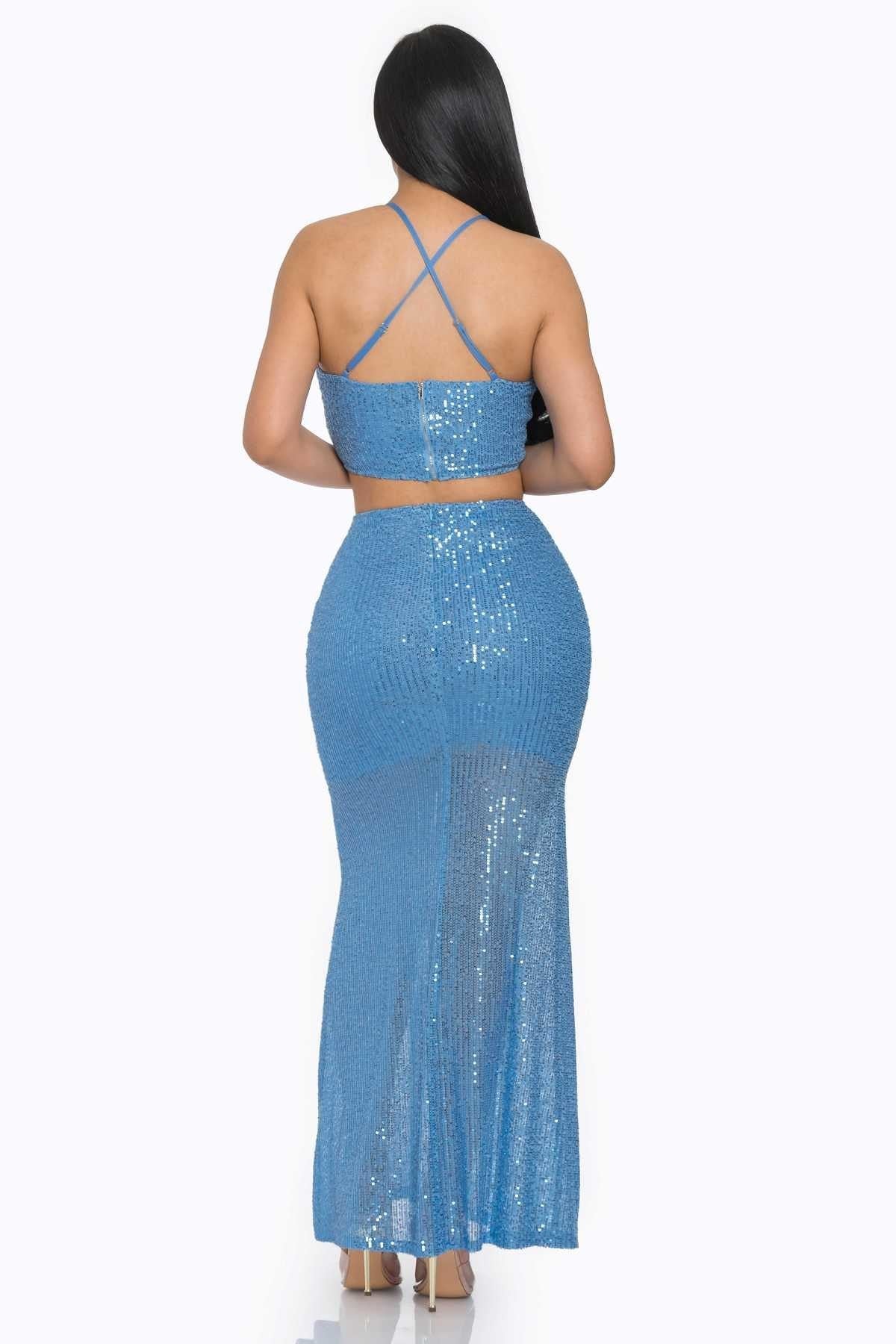 Sxy Back Sequin Maxi Dress