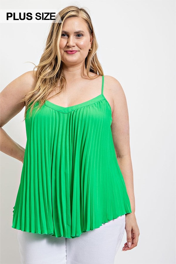 Pleated Tank Top With Adjustable Strap