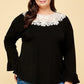 Plus Size Solid Long Sleeve Top