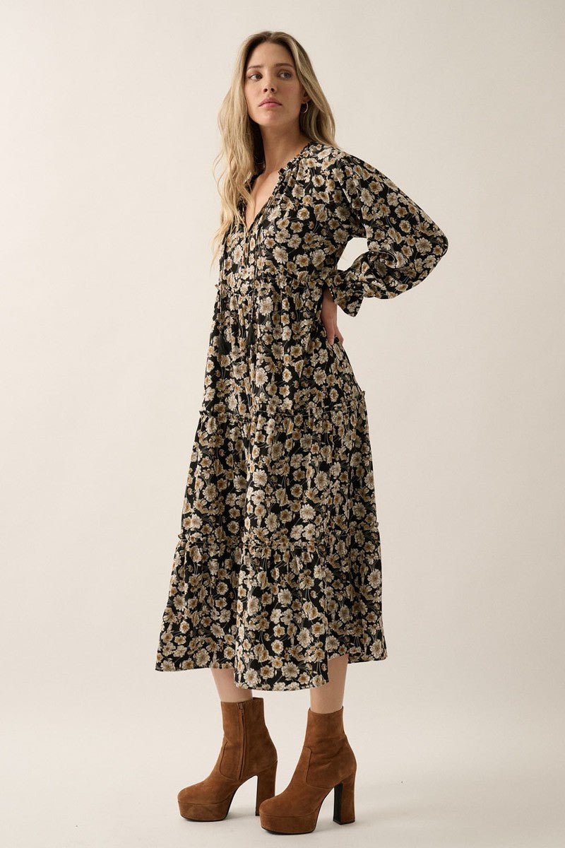 A Floral Print, Midi Dress